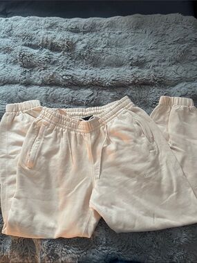 adidas Cream Sweatpants Joggers - Soft Neutral Fleece